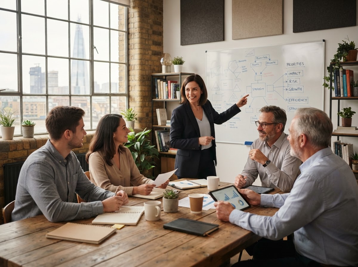 Trivehubft analysts reviewing AI-generated strategy output on a trading dashboard